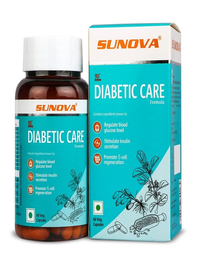 SUNOVA DIABETIC Care Capsules – An Effective Vegan Supplement, Fenugreek, Gudmar, and Daruharidra extract - 60 Veg Capsules x Pack of 2 - Image 1