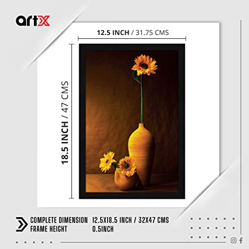 ArtX فازة زهور ورقية من ArtX جميلة، فن جداري مزهر، لوحة مؤطرة، ديكور جداري لغرفة المعيشة، غرفة الرسم متعددة الألوان 12.0 × 18.0 بوصة - Image 2