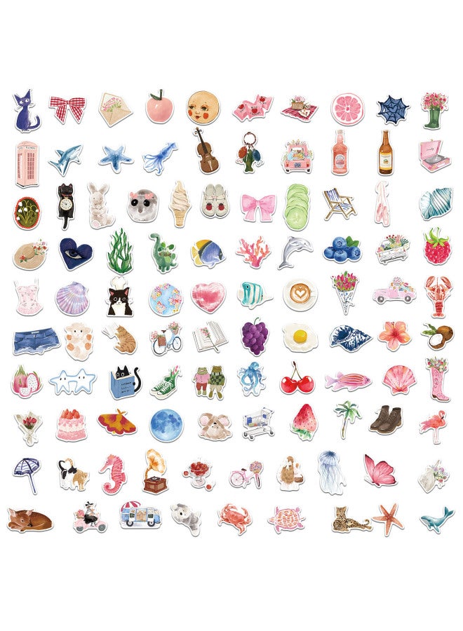 100 Watercolor Diary Graffiti Stickers Diy Suitcase Laptop Water Cup Decorative Stickers Waterproof