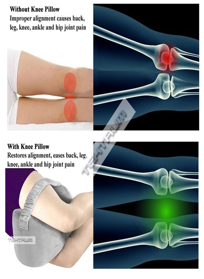 Tektrum Orthopedic Knee Pillow for Sciatica Relief, Back Pain, Leg Pain, Hip pain, Joint Pain, Pregnancy, Spine Alignment - Memory Foam Wedge Contour with Washable Cover and Leg Strap, Grey Color - Image 5