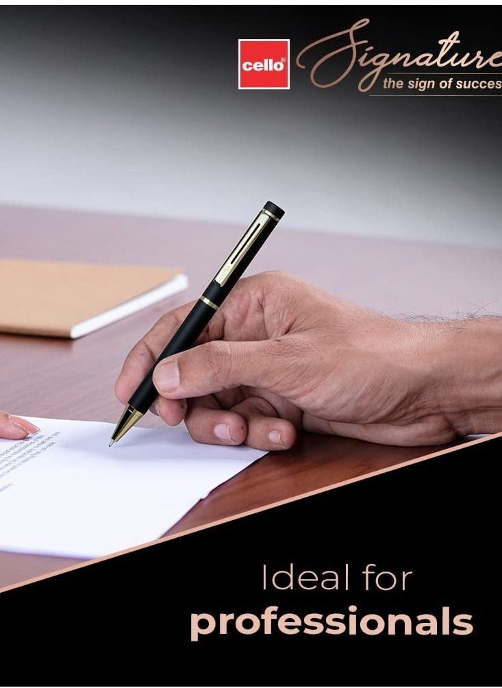 Cello Signature Origin Premium Metal Ball Pen Blue Ink  - Image 3