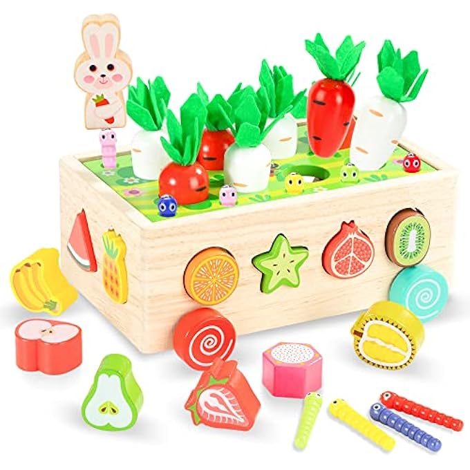 MONTESSORI WOODEN MAGNETIC FISHING GAME, FARM ORCHARD CAR, BABY EDUCATIONAL TOY, FRUIT SORTING, HAND-EYE COORDINATION, GIFT FOR TODDLERS & KIDS - Image 1