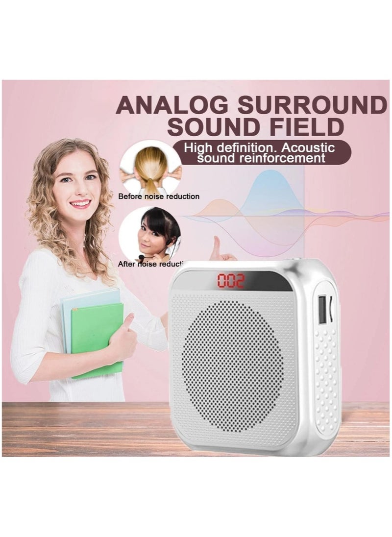 Generic Voice Amplifier with Wired Microphone Headset, Portable Rechargeable PA System Speaker Personal Microphone Speech Amplifier, Loudspeaker for Teachers, Tour Guides/Coaches Metting/Yoga/Fitness (White)  - Image 2