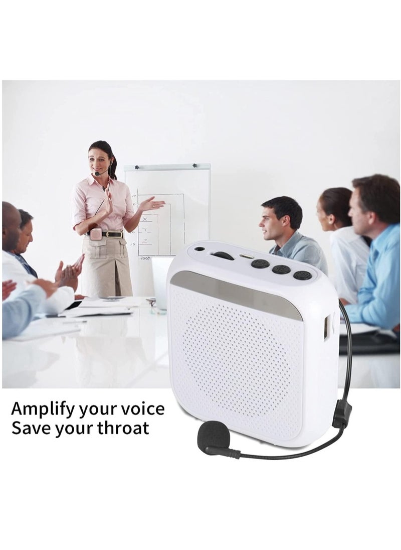 Generic Voice Amplifier with Wired Microphone Headset, Portable Rechargeable PA System Speaker Personal Microphone Speech Amplifier, Loudspeaker for Teachers, Tour Guides/Coaches Metting/Yoga/Fitness (White)  - Image 3