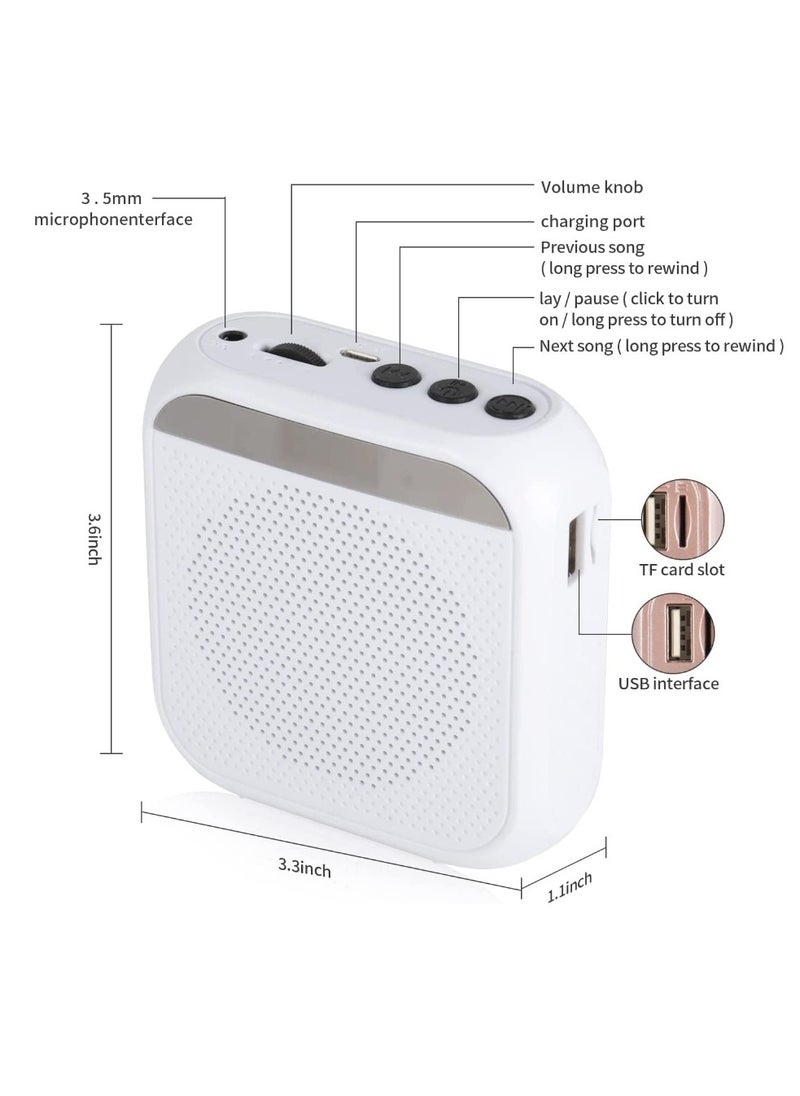 Generic Voice Amplifier with Wired Microphone Headset, Portable Rechargeable PA System Speaker Personal Microphone Speech Amplifier, Loudspeaker for Teachers, Tour Guides/Coaches Metting/Yoga/Fitness (White)  - Image 4