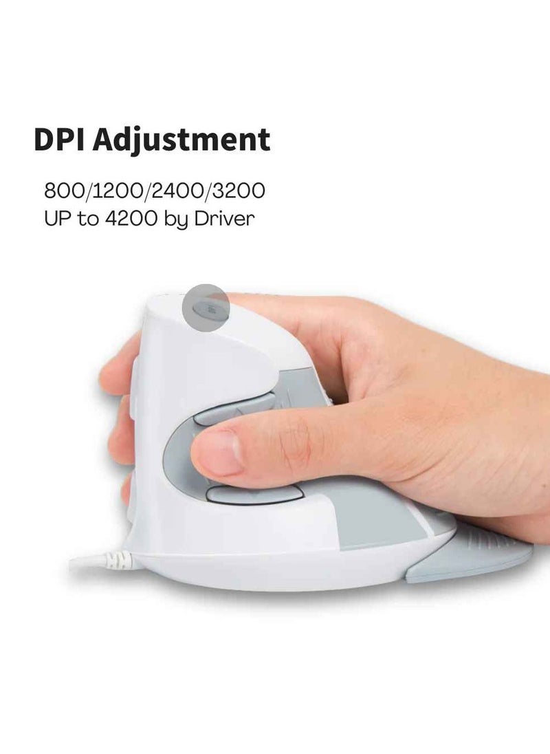 DELUX - M618BU Wired Ergonomic Vertical Mouse, 1600 Dpi Six Buttons Optical Right Hand Wired Mouse, Comfortable Grip Lightweight Computer Mouse With Removable Wrist Rest - Image 1