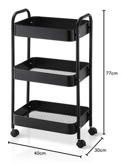 3-Tier Kitchen Storage Trolley on Wheels Rolling Utility Carts Mobile Storage Serving Trolley Metal Cart for Dining Room, Bathroom, Laundry, Living Room, Organizer (Black) 40×30×77 cm - pzsku/ZC6621504A7C73187E219Z/45/_/1729939686/97708d50-fb1a-4df3-afc9-2a0d5b3ff179