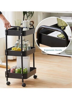 3-Tier Kitchen Storage Trolley on Wheels Rolling Utility Carts Mobile Storage Serving Trolley Metal Cart for Dining Room, Bathroom, Laundry, Living Room, Organizer (Black) 40×30×77 cm - pzsku/ZC6621504A7C73187E219Z/45/_/1729939989/386f6b65-59e2-4a54-8a1b-5dfb4dbfc170