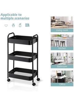 3-Tier Kitchen Storage Trolley on Wheels Rolling Utility Carts Mobile Storage Serving Trolley Metal Cart for Dining Room, Bathroom, Laundry, Living Room, Organizer (Black) 40×30×77 cm - pzsku/ZC6621504A7C73187E219Z/45/_/1729940000/c829083c-ac99-48d9-9520-464a91ef7aa9