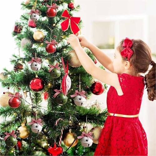 squishy 4Pcs Christmas Tree Decorations,Christmas Tree Ornaments with Bells, Hanging Ornaments for Holiday Trees, Wreaths, Party Decorations - Image 4