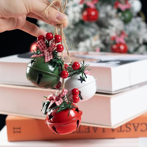 squishy 4Pcs Christmas Tree Decorations,Christmas Tree Ornaments with Bells, Hanging Ornaments for Holiday Trees, Wreaths, Party Decorations - Image 5