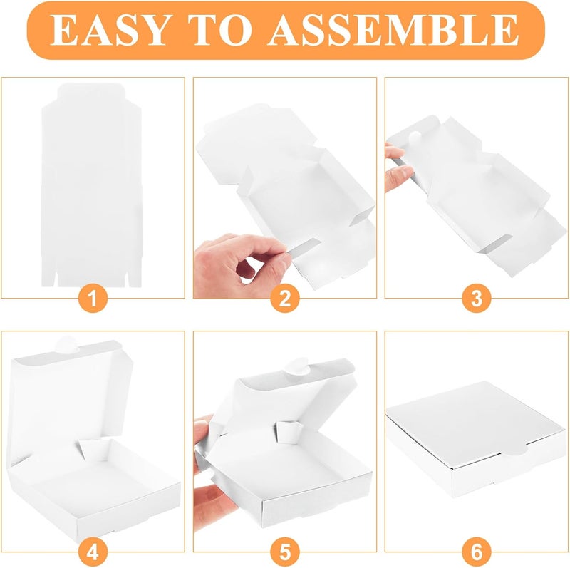 SENENQU 100 Pcs Mini Pizza Boxes 35 x 35 Square Cardboard Mini Pizza Box Small Pizza Boxes Pizza Storage Container for Celebrations Party Favors Birthdays WeddingsWhite - Image 3