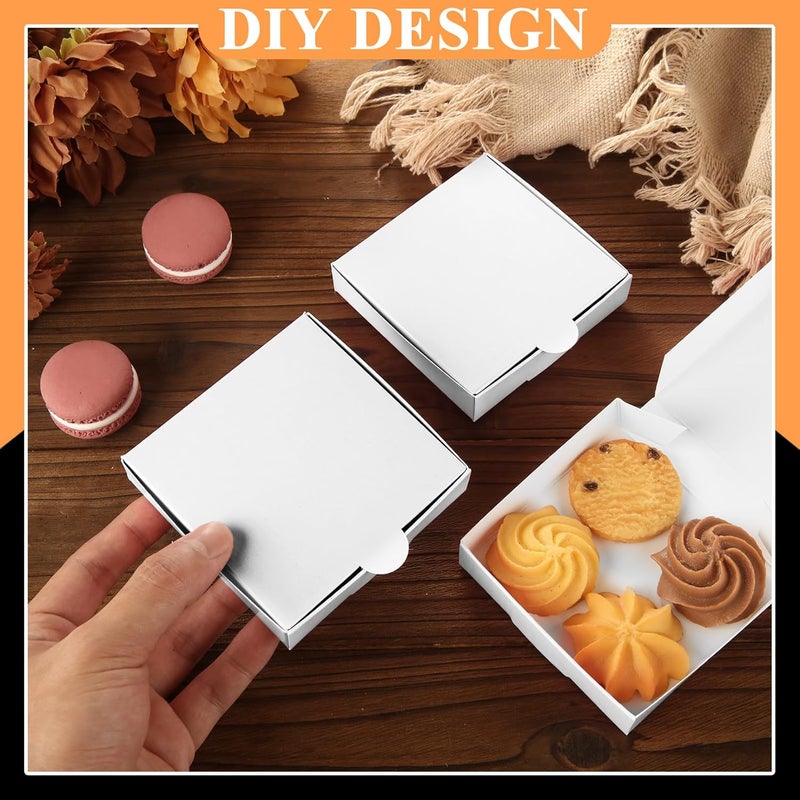 SENENQU 100 Pcs Mini Pizza Boxes 35 x 35 Square Cardboard Mini Pizza Box Small Pizza Boxes Pizza Storage Container for Celebrations Party Favors Birthdays WeddingsWhite - Image 4