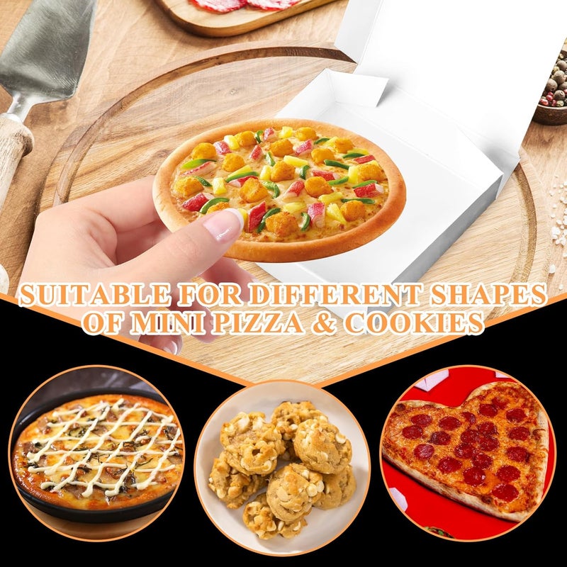 SENENQU 100 Pcs Mini Pizza Boxes 35 x 35 Square Cardboard Mini Pizza Box Small Pizza Boxes Pizza Storage Container for Celebrations Party Favors Birthdays WeddingsWhite - Image 5