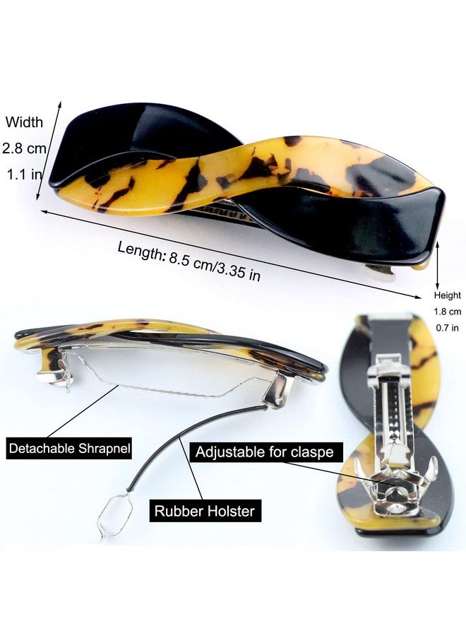 LAPOHI 3 Pieces Hair Barrettes For Women Medium Interweave Wider Hair Clips Hair Accessories For Thick Curly Fine Updo Hair (Leopard Print&Tortoise Shell&Burgundy) - Image 3