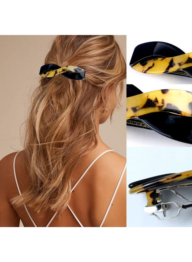 LAPOHI 3 Pieces Hair Barrettes For Women Medium Interweave Wider Hair Clips Hair Accessories For Thick Curly Fine Updo Hair (Leopard Print&Tortoise Shell&Burgundy) - Image 2