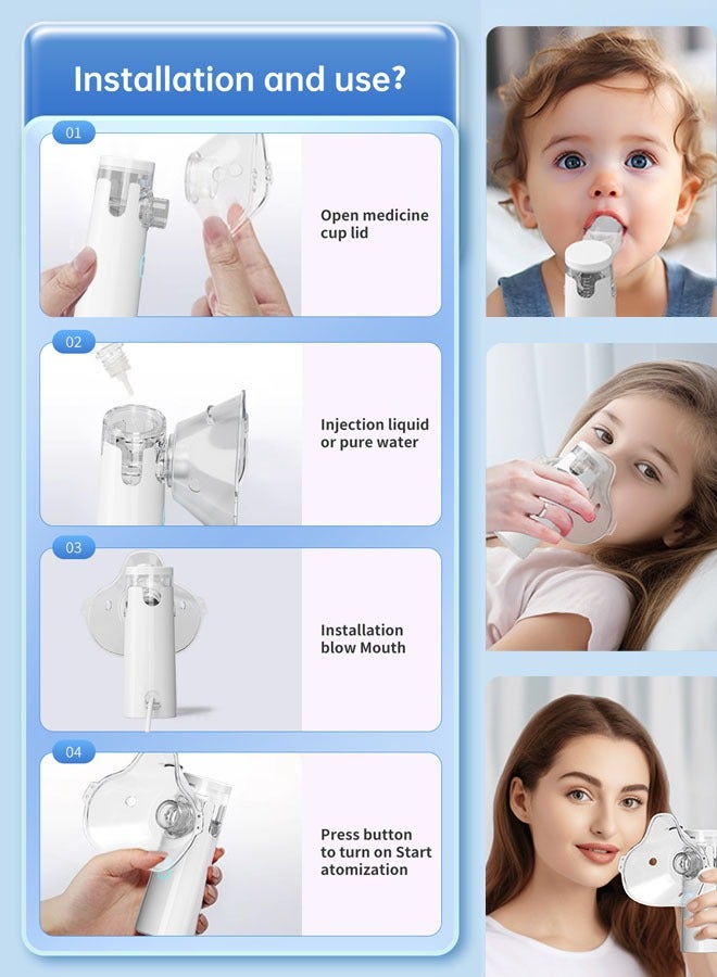 Super ZYouth Nebulizers USB Rechargeable Portable Nebulizer Machine for Adults and Children Ultrasonic Mesh Inhalators with Masks and Mouthpieces for Home and Travel Use  - Image 4
