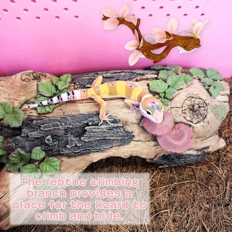 kathson Reptile Corner Branch, Lizard Climb Branches Decor Terrarium Plant Decoration with Suction Cup Reptile Tank Plant Ornament for Bearded Dragons Gecko Snake Spider Frog Climbing (Pink) - Image 3