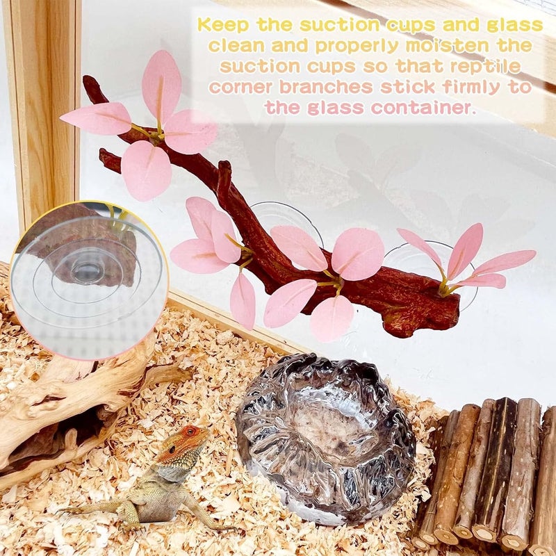 kathson Reptile Corner Branch, Lizard Climb Branches Decor Terrarium Plant Decoration with Suction Cup Reptile Tank Plant Ornament for Bearded Dragons Gecko Snake Spider Frog Climbing (Pink) - Image 5