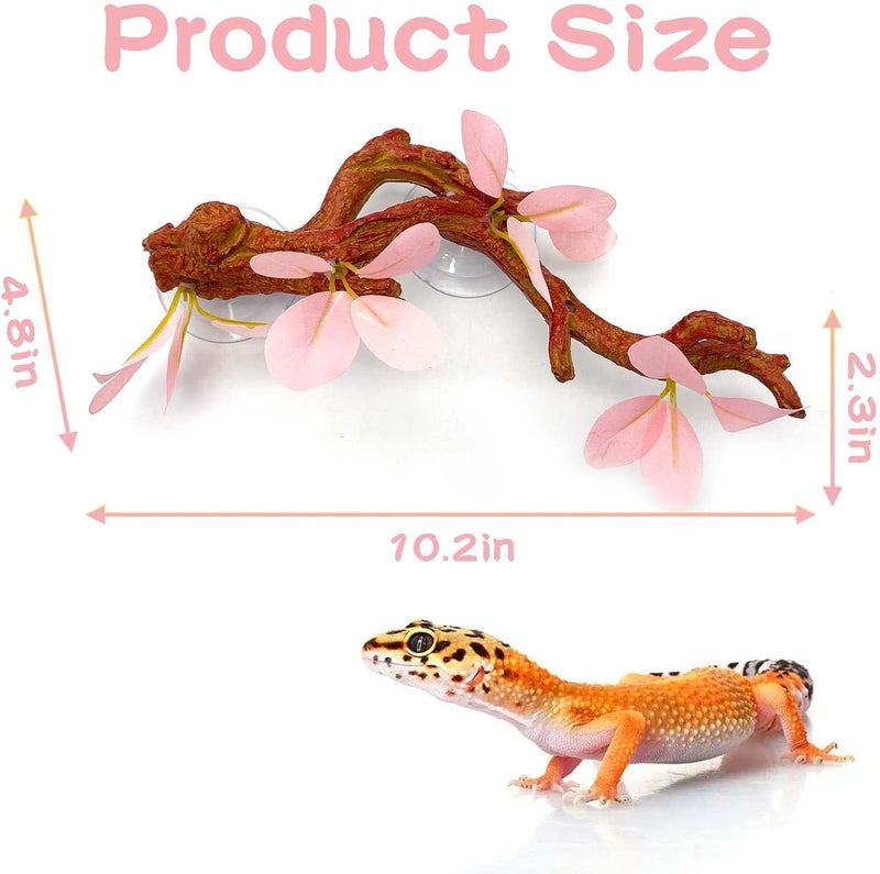 kathson Reptile Corner Branch, Lizard Climb Branches Decor Terrarium Plant Decoration with Suction Cup Reptile Tank Plant Ornament for Bearded Dragons Gecko Snake Spider Frog Climbing (Pink) - Image 4