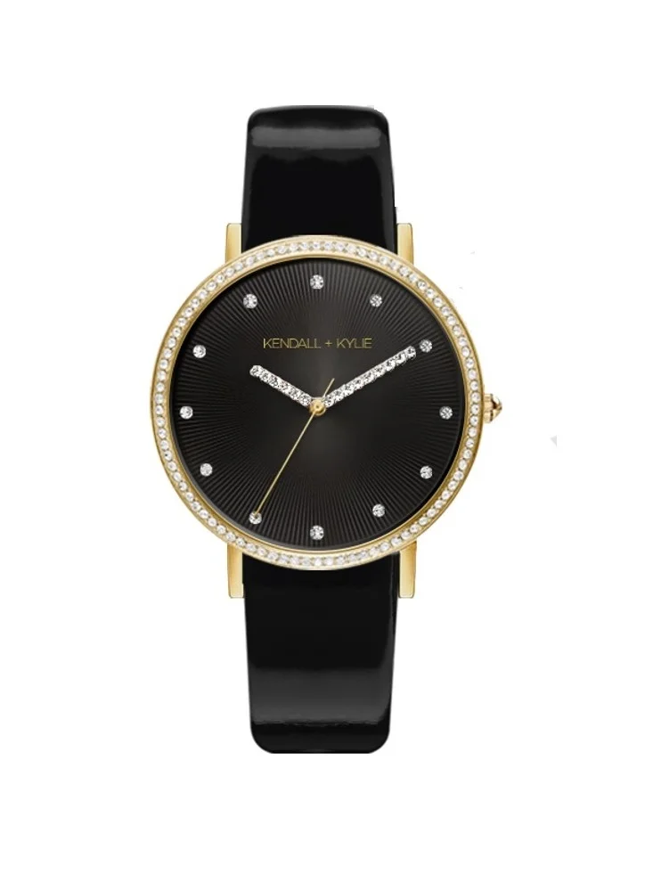 KENDALL + KYLIE Kendall + Kylie Women's Black Analog Watch with Necklace and Earrings Set, A0951G-42-G02