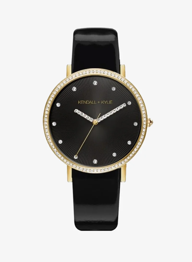 KENDALL + KYLIE Kendall + Kylie Women's Black Analog Watch with Necklace and Earrings Set, A0951G-42-G02