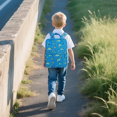 KingCheer Toddler Backpack with Lunch Bag Box Set for Preschool Kindergarten Boys Girls Kids Small Backpacks School Bookbag for Elementary Primary(Blue Dinosaur) - Image 3