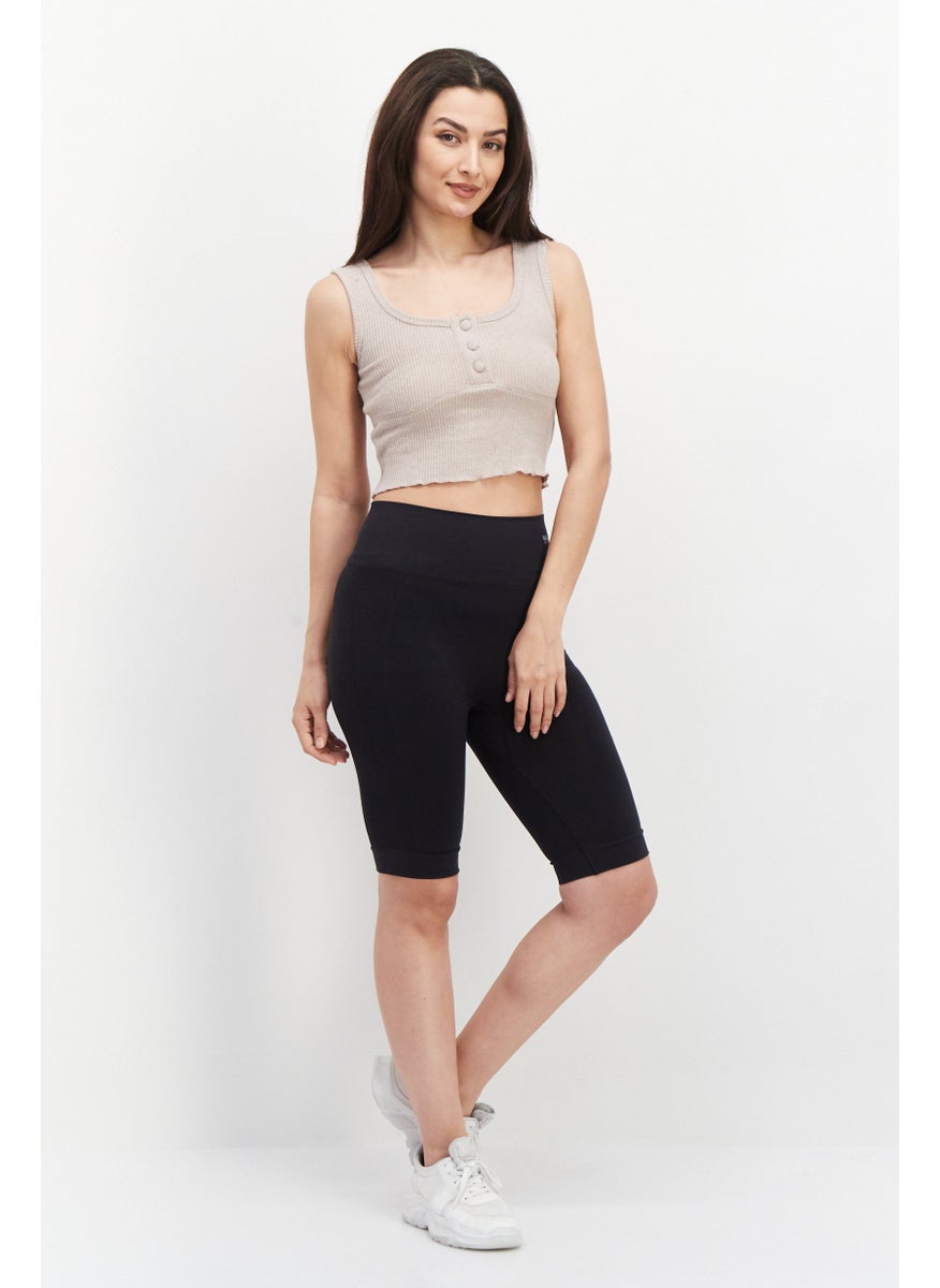 Cotton On Body Women U-Neck Sleeveless Textured Crop Top, Mushroom Marle  - Image 3