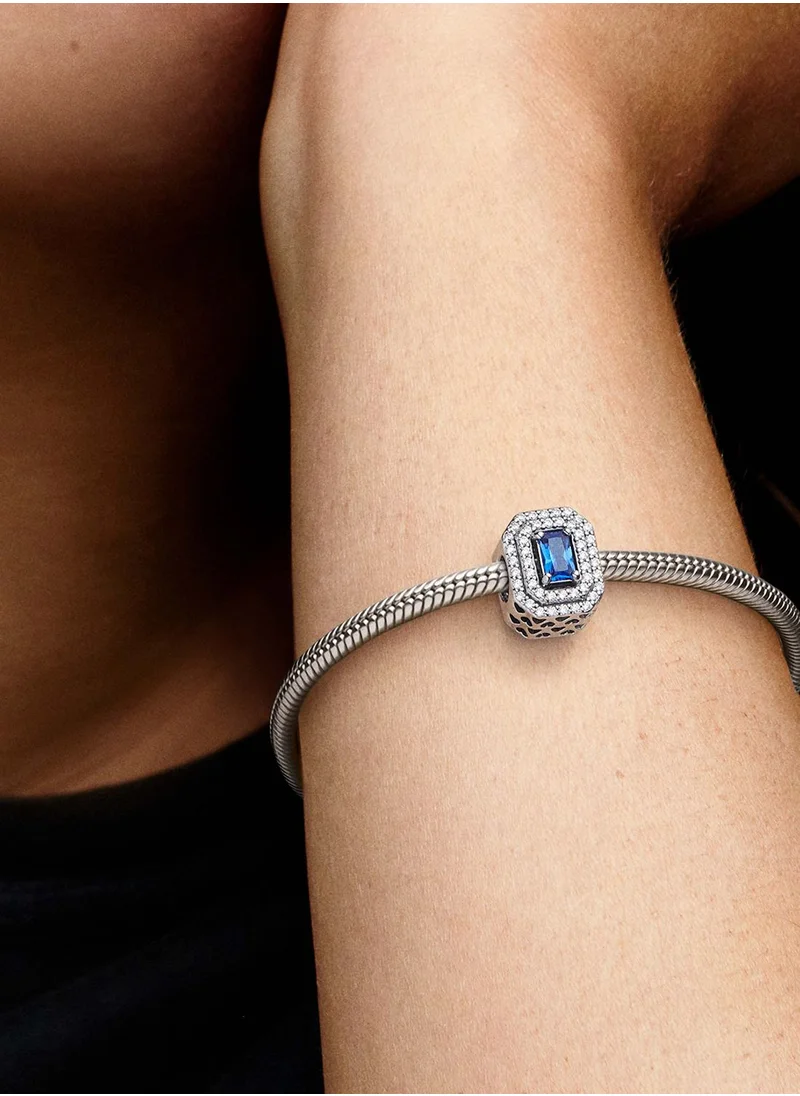 PANDORA Blue Sparkling Levelled Rectangular Charm