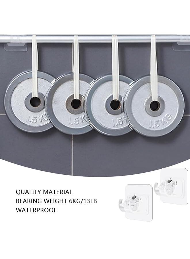 إيروريكس 8 قطع من دعامات قضبان الستائر ذاتية اللصق بدون حفر، خطافات حامل قضبان الستائر البلاستيكية الشفافة القابلة للتعديل، خطافات تعليق الستائر للحمام وغرفة النوم شفافة - Image 3