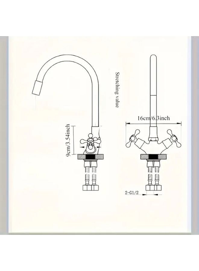 White Kitchen Sink Faucet With 23 62inch Hose G1 2 Hot Cold Water Swivel Spout - Image 5