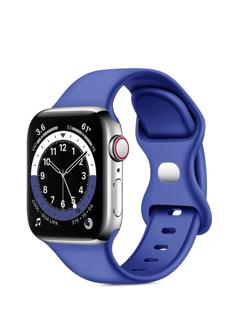 Generic - Sporty Band For Apple Watch Soft Silicone Replacement Strap Band For Apple Watch Series 1/2/3/4/5/6/7/Se Sizes 38mm/40mm/41mm (BLUE M/L - Image 1