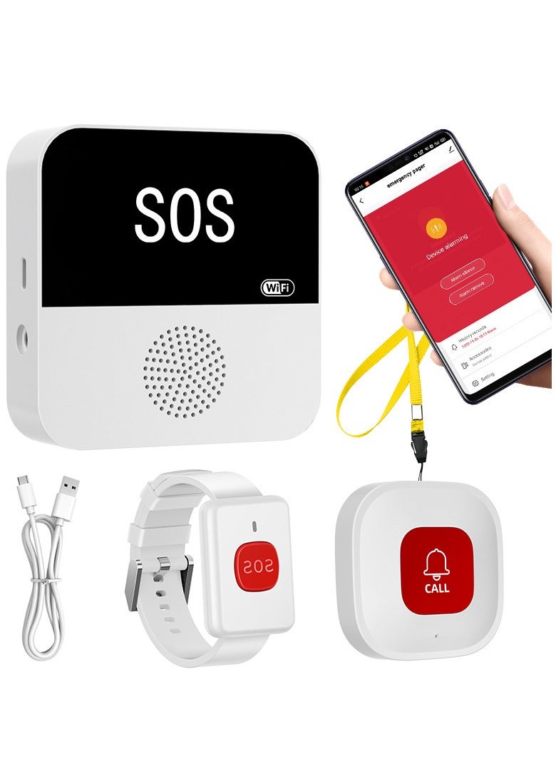 WiFi r, Caregiver rs Life Alert Systems for Seniors, 1 Receiver and 1 SOS Panic on  1 Watch r, Compatible with Tuya Smart Smart Life APP - Image 1