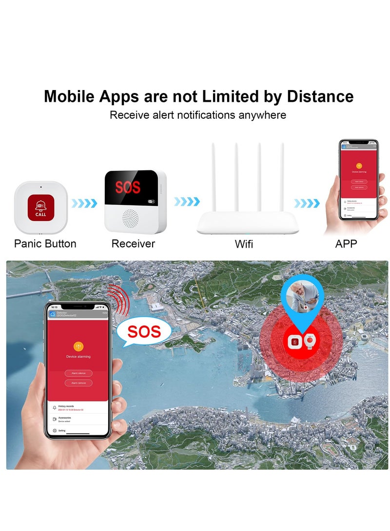 WiFi r, Caregiver rs Life Alert Systems for Seniors, 1 Receiver and 1 SOS Panic on  1 Watch r, Compatible with Tuya Smart Smart Life APP - Image 4