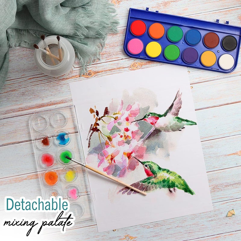 Pelikan J/12 Watercolor Paint Set – 12 Non-Toxic & Washable Colors with Detachable Mixing Palette and Soft Nylon Brush - Image 4