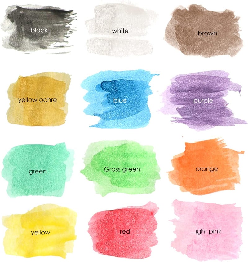 Pelikan J/12 Watercolor Paint Set – 12 Non-Toxic & Washable Colors with Detachable Mixing Palette and Soft Nylon Brush - Image 2