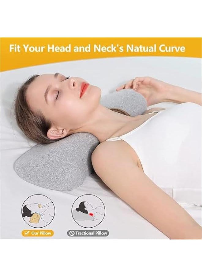 Cervical Neck Pillow for Sleeping, Memory Foam Pillow Neck Bolster Pillow for Stiff Neck Pain Relief, Neck Support Pillow Cervical Pillows for Pain Relief Sleeping Bed Pillow (Light grey) - pzsku/ZC662904A22C3AFAF9D81Z/45/_/1726939561/20a3817c-563d-4665-beca-0fc13e6ed0c6