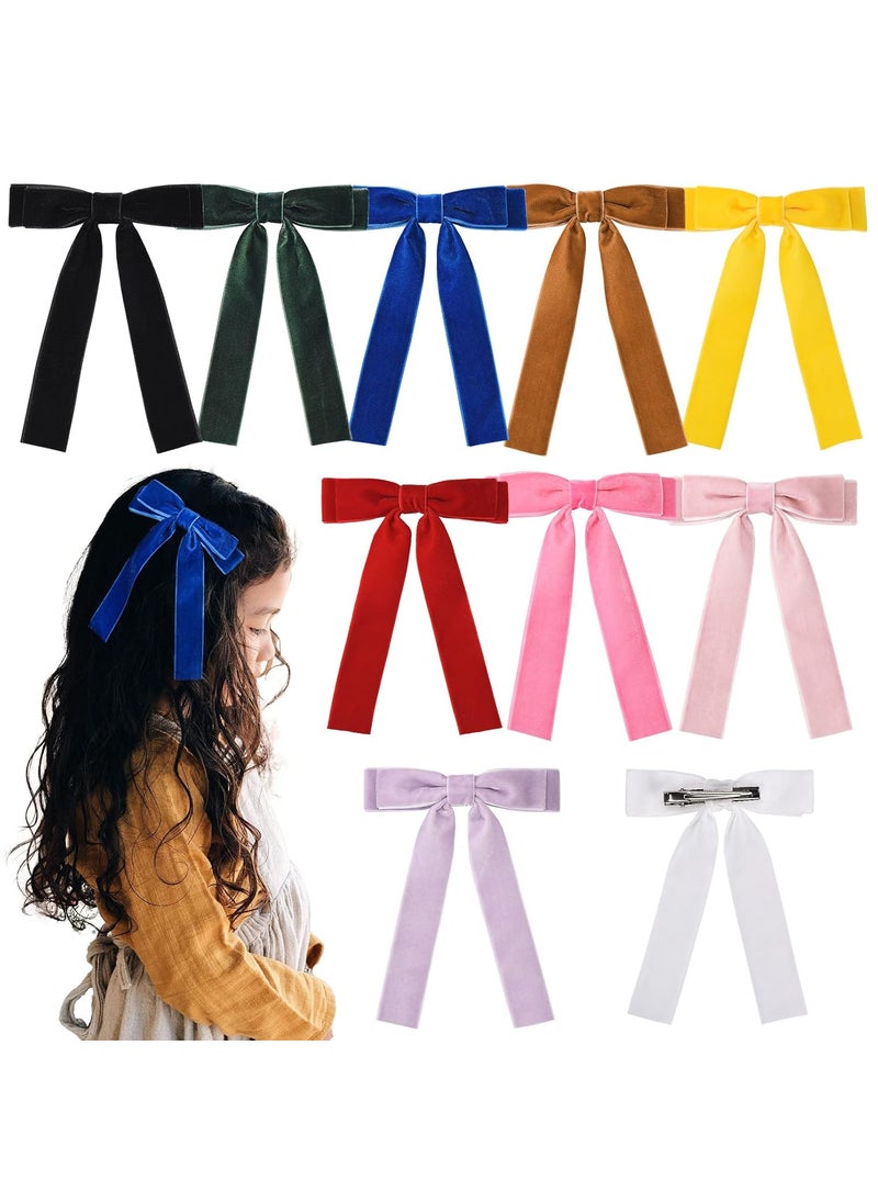 Aileam - 10Pcs Velvet Bows Girls Hair Clip Ribbon Accessories for Baby Toddlers Teens Kids - Image 1