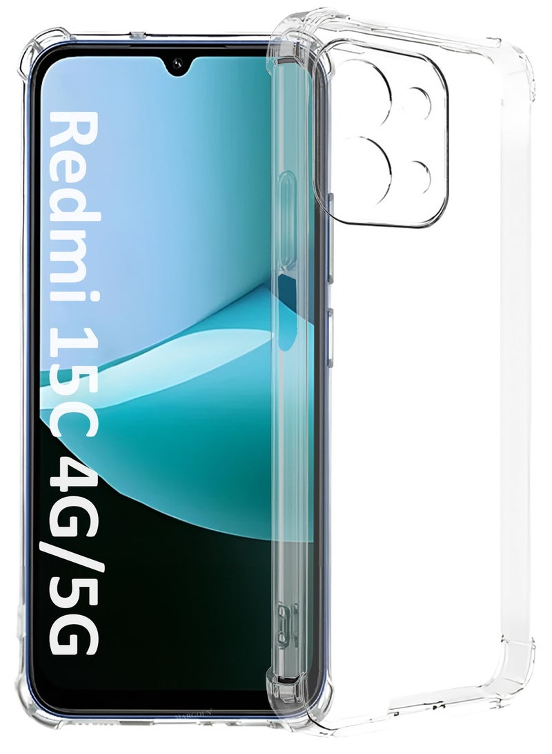 CATANES Gorilla Shockproof Clear TPU Case Cover for Xiaomi Redme 15C 4G and 5G – Air Cushion Corners & Raised Camera Guard - Image 1