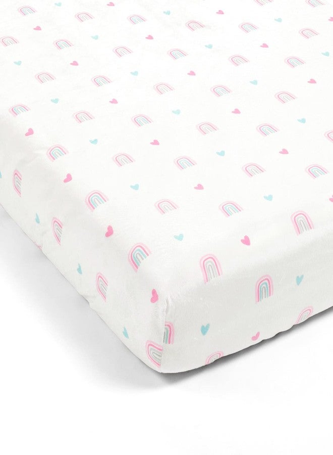Lush Decor Llama Love Rainbow Soft & Plush Fitted Crib Sheet Pink, 52"x 28", Pink - Image 1