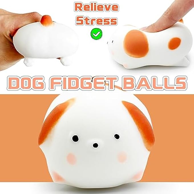 ZTATU Dog Squishy Fidget Toys for Kids Stress Balls for Adults (1PCS) Sensory Fidget Toys Squeeze Dough Ball, Cute Animal Stress Relief Gifts Party Favors Easter Basket Stuffers - Image 2