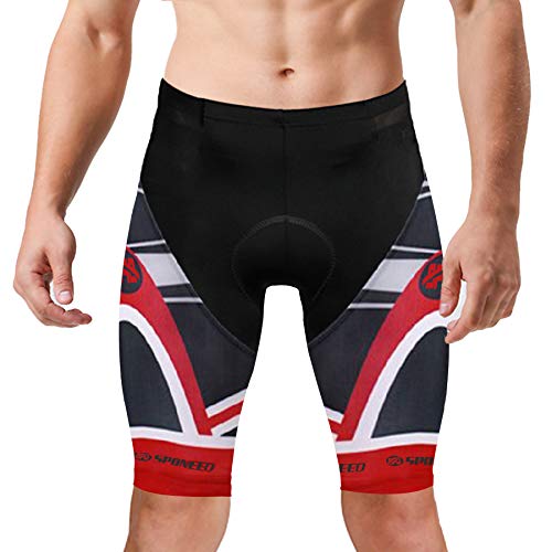 sponeed Bike Riding Shorts Padded Men Compression Bicycle Bottoms Cycle Pants US L Red - Image 2
