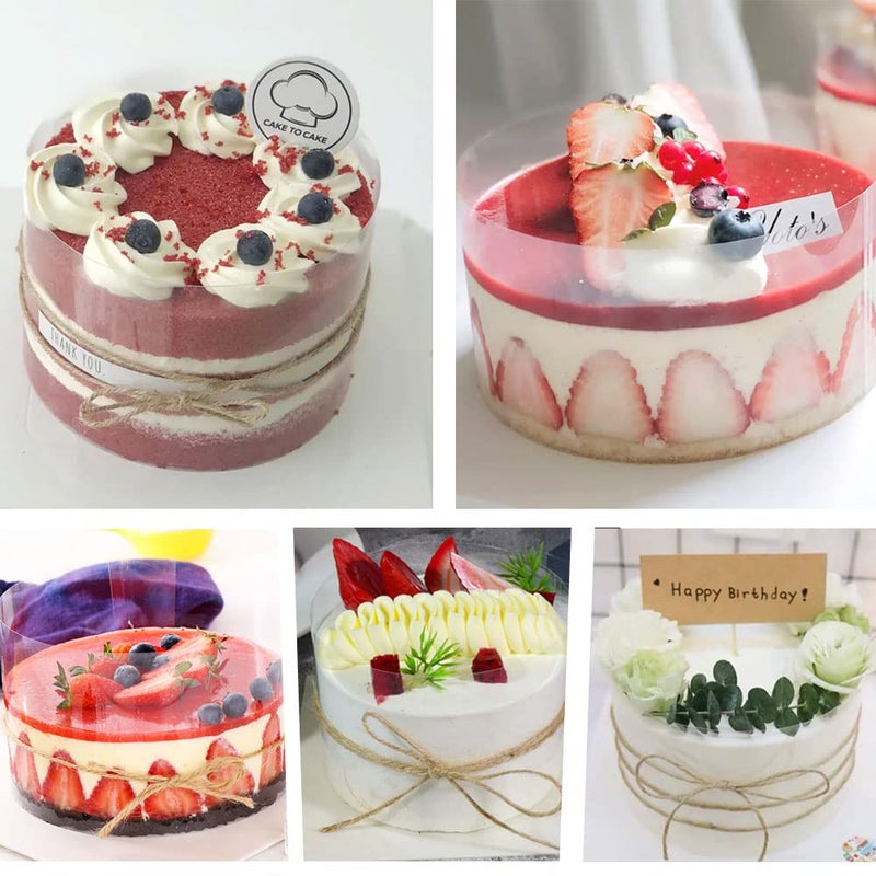 DATANYA Cake Collars 8 Inch Acetate Rolls Clear Acetate Sheets Transparent Mousse Cake Collar Cake Strips for Baking, Surrounding Edge Decorating + Bonus with Delicate Stickers(8 x 394inch) - Image 5