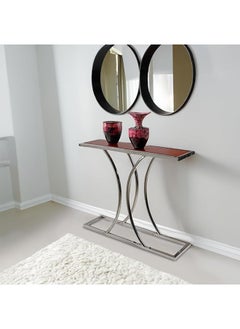 RIGID Stainless Steel Console Table with Wooden Top  74x90x25cm  - Image 1