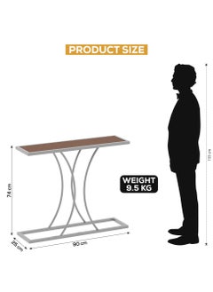 RIGID Stainless Steel Console Table with Wooden Top  74x90x25cm  - Image 2