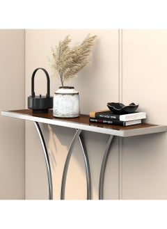 RIGID Stainless Steel Console Table with Wooden Top  74x90x25cm  - Image 4