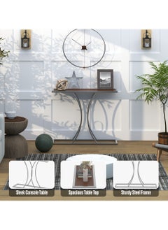 RIGID Stainless Steel Console Table with Wooden Top  74x90x25cm  - Image 5