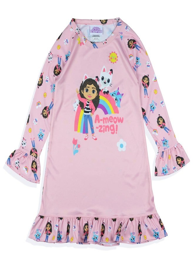 INTIMO Gabby's Dollhouse Pajama Toddler Girl's A-meowzing Long Sleeve Ruffle Nightgown, Pink, 2 Years - Image 3