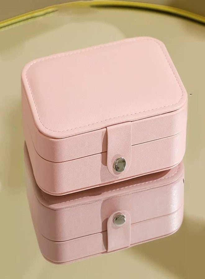 Moxtiza Leather Travel Jewelry Storage Box Double Layer for Earrings, Rings, Necklaces, Bracelets, Girls Women Jewellery Organisers Magnetic Buckle Portable - Image 5