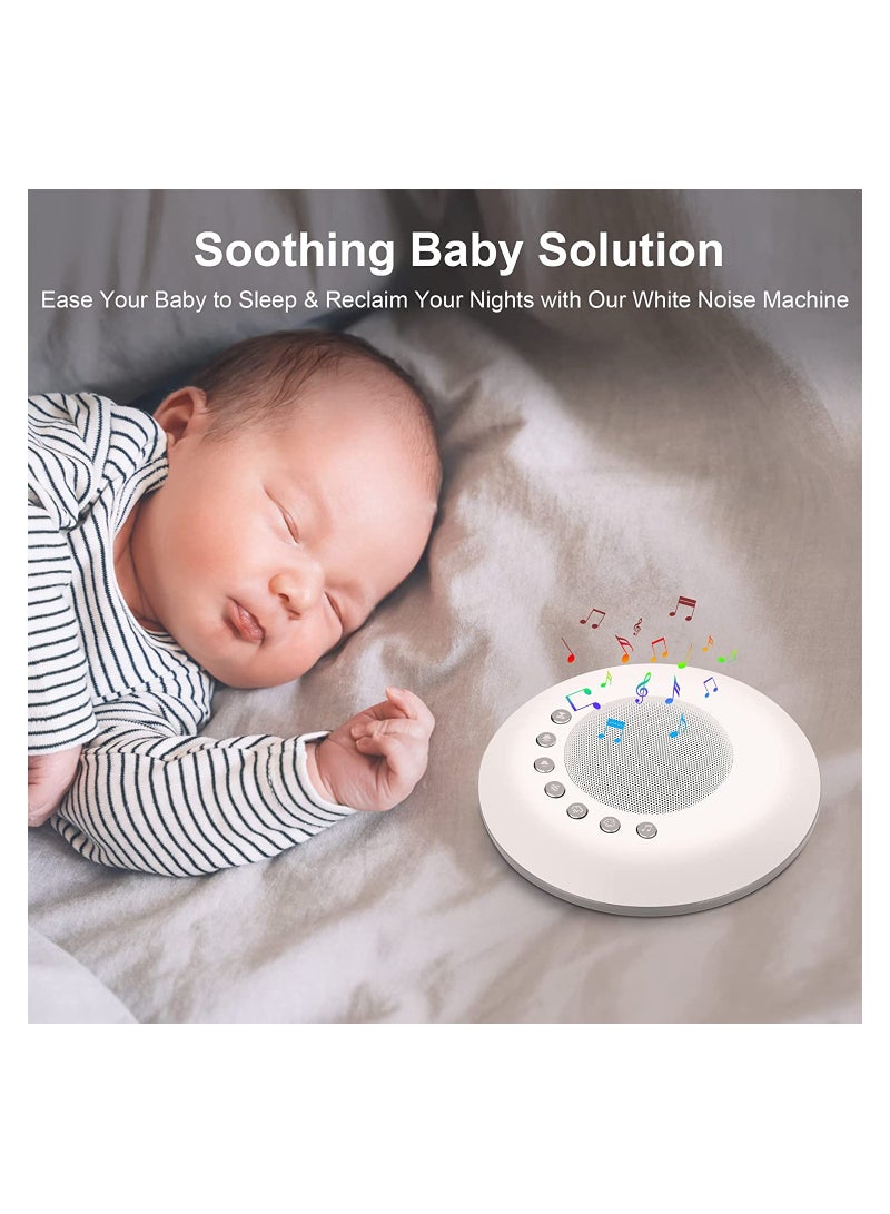 White Noise Machine, Sound Machine for Sleeping Adults Kids 28 Non-looping Soothing Sounds, Portable Rechargeable Baby Sound Machine, 3 Timer Memory Function Audio Jack - Image 5
